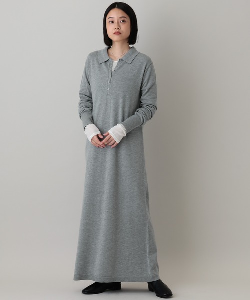 A part by(アパートバイ)の「ポロニットワンピース(ワンピース・レディース・ブラック/チャコールグレー/ボルドー/ライトグレー/ブルー・FREE)」の9枚目の写真