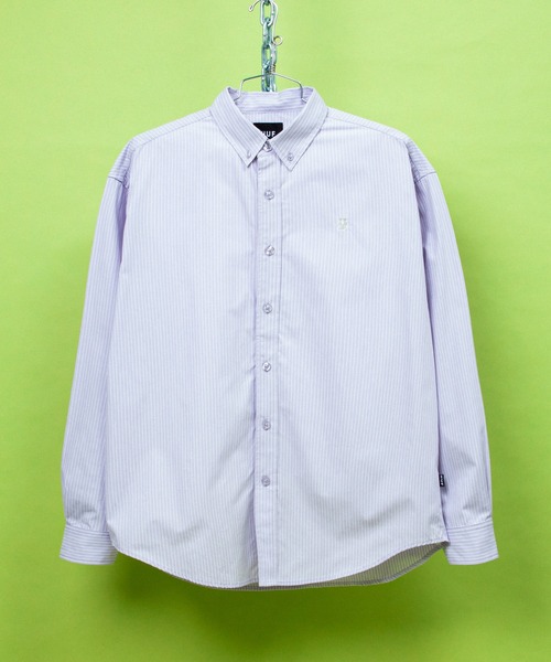 HUF(ハフ)の「MEGABLAST STRIPE LS SHIRT(シャツ/ブラウス・メンズ・ライトパープル/ライトブルー・M/L/XL/XXL/S)」の2枚目の写真