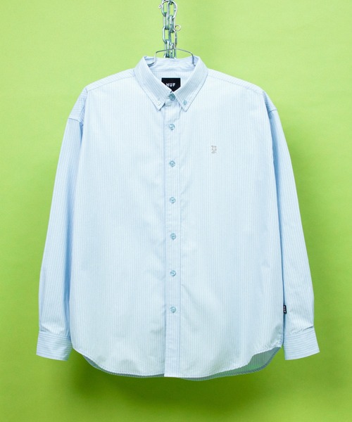 HUF(ハフ)の「MEGABLAST STRIPE LS SHIRT(シャツ/ブラウス・メンズ・ライトパープル/ライトブルー・M/L/XL/XXL/S)」の1枚目の写真