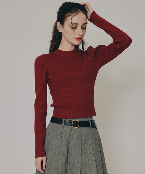 REDYAZEL（レディアゼル）の「パワショルボトルネックニットトップス（ニット/セーター・レディース・ブラック/ホワイト/レッド/ブラウン・FREE）」の4枚目の写真