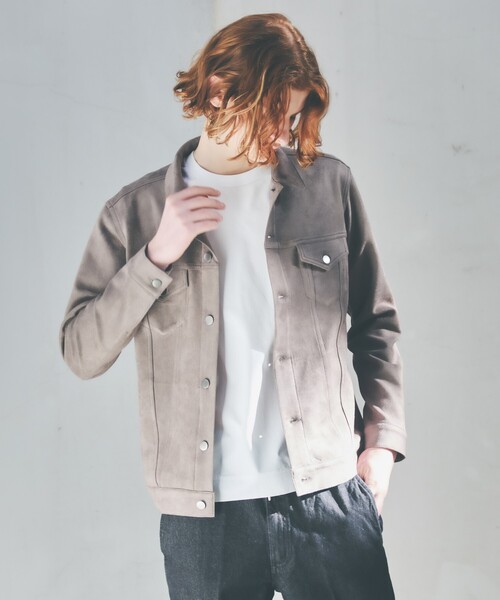 ABAHOUSE GRAY（アバハウスグレイ）の「【スエードライク】トラッカー ジャケット（ブルゾン・メンズ・ブラック/グレイッシュベージュ/ライトブラウン・46/50/48）」の4枚目の写真