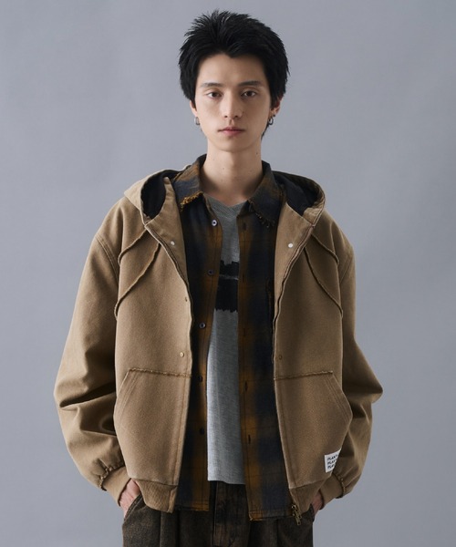 セール】Aged Duck Cropped Double-Zip Hoodie / エイジドダック