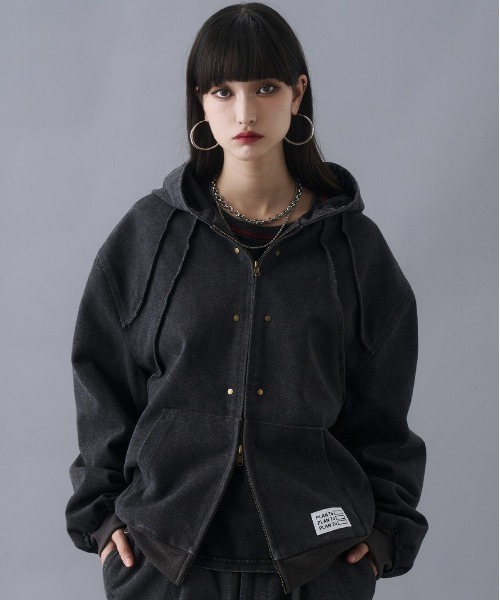 Aged Duck Cropped Double-Zip Hoodie / エイジドダッククロップド
