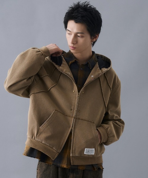 PLAN To（プラントゥ）の「Aged Duck Cropped Double-Zip Hoodie