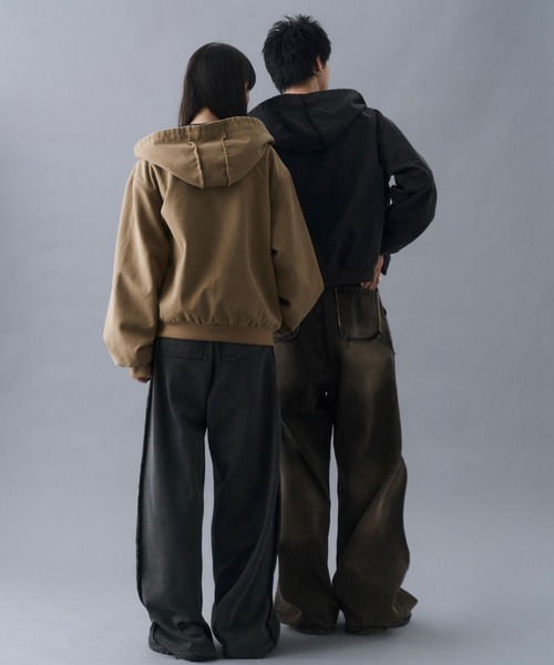Aged Duck Cropped Double-Zip Hoodie / エイジドダッククロップド