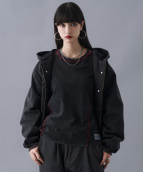 Aged Duck Cropped Double-Zip Hoodie / エイジドダッククロップド