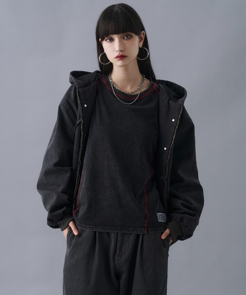 Aged Duck Cropped Double-Zip Hoodie / エイジドダッククロップド