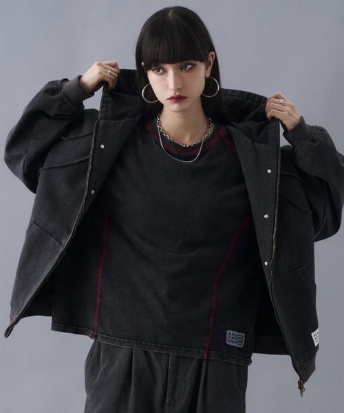 PLAN To（プラントゥ）の「Aged Duck Cropped Double-Zip Hoodie