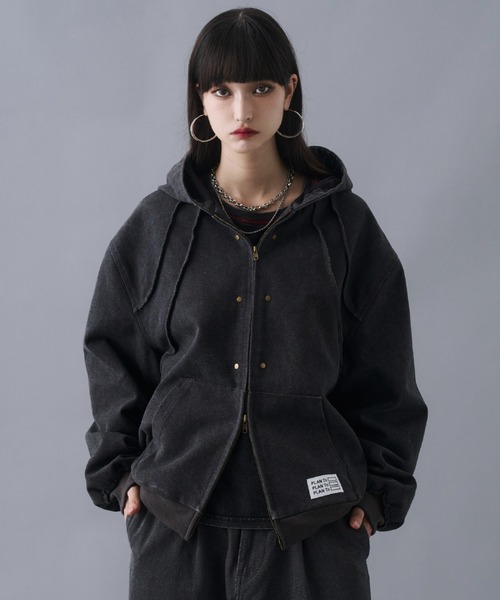 Aged Duck Cropped Double-Zip Hoodie / エイジドダッククロップド