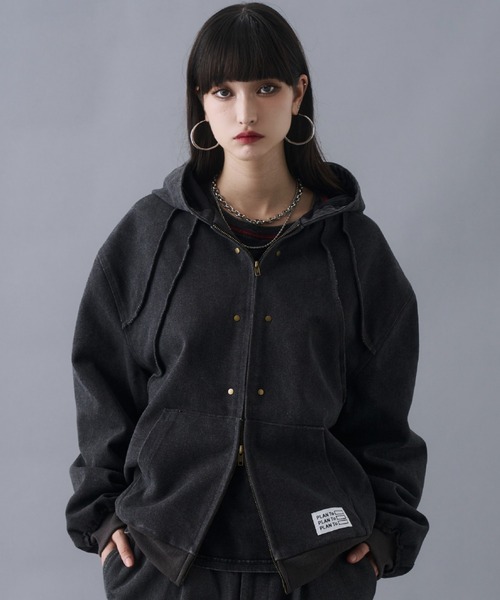 Aged Duck Cropped Double-Zip Hoodie / エイジドダッククロップド