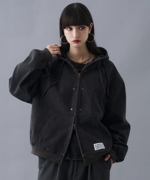 Aged Duck Cropped Double-Zip Hoodie / エイジドダッククロップド
