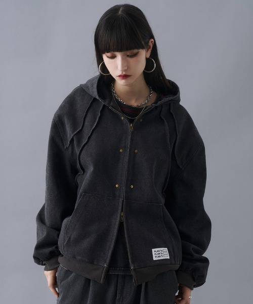 Aged Duck Cropped Double-Zip Hoodie / エイジドダッククロップド