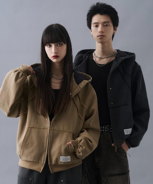 セール】Aged Duck Cropped Double-Zip Hoodie / エイジドダック