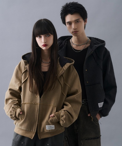 Aged Duck Cropped Double-Zip Hoodie / エイジドダッククロップド