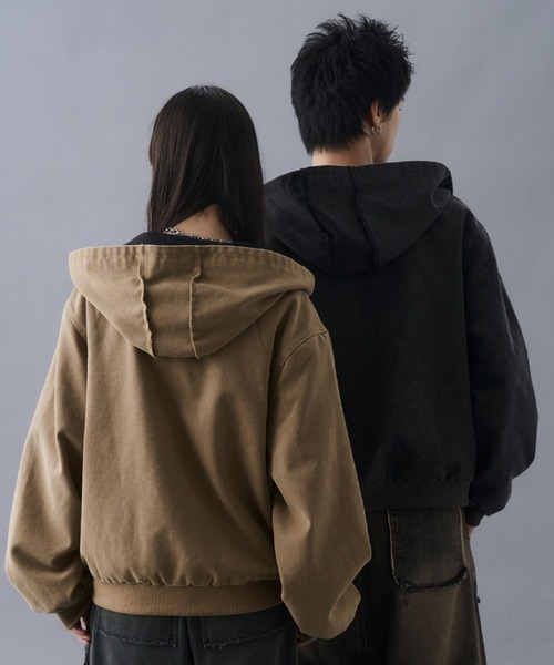 PLAN To（プラントゥ）の「Aged Duck Cropped Double-Zip Hoodie