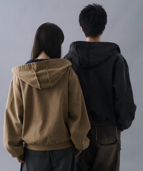 Aged Duck Cropped Double-Zip Hoodie / エイジドダッククロップド