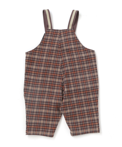 セール】アニマルイヌ恐竜プリントボディミニ+チェックサロペット(70