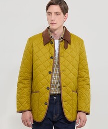【イエロー】ストレッチタフタキルティングノーカラーブルゾン <NATIVE> (MENS) メンズのブルゾン（イエロー/黄色系・キルティング）ファッション通販