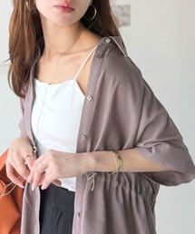 classicalelf（クラシカルエルフ）の「軽やかなシアー素材で、きちんと感と抜け感を両立♪シャツカラーウエストドロストチュニック（シャツ/ブラウス）」