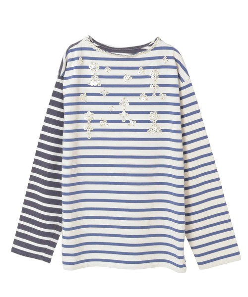 CURRENTAGE(カレンテージ)の「Pearly king&Queen basque shirt(Tシャツ/カットソー・メンズ・ホワイト×ブルー/ネイビー×ホワイト・3)」の1枚目の写真