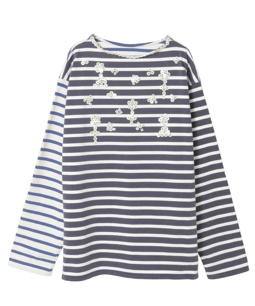 CURRENTAGE(カレンテージ)の「Pearly king&Queen basque shirt(Tシャツ/カットソー・メンズ・ホワイト×ブルー/ネイビー×ホワイト・3)」の2枚目の写真