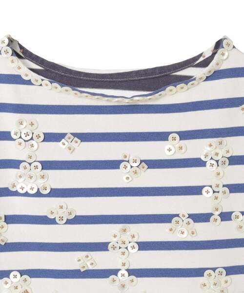 CURRENTAGE(カレンテージ)の「Pearly king&Queen basque shirt(Tシャツ/カットソー・メンズ・ホワイト×ブルー/ネイビー×ホワイト・3)」の4枚目の写真