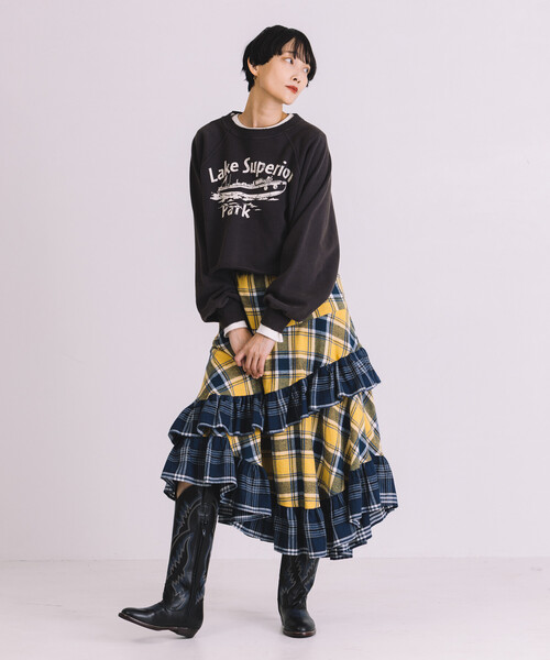 セール】Freada/フリーダ ネルチェック アシメ フリルスカート