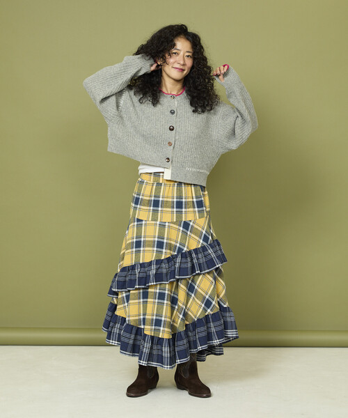 Freada（フリーダ）の「Freada/フリーダ ネルチェック アシメ フリルスカート（スカート・レディース・イエロー/レッド・ONE SIZE）」の6枚目の写真