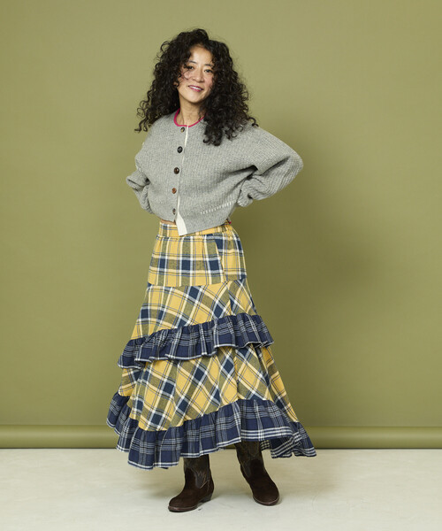Freada（フリーダ）の「Freada/フリーダ ネルチェック アシメ フリルスカート（スカート・レディース・イエロー/レッド・ONE SIZE）」の10枚目の写真