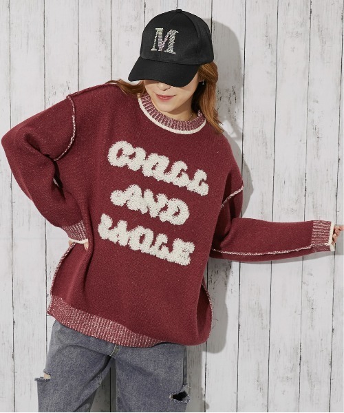 GORGE（ゴージ）の「《ロゴサガラ×バイカラーデザイン》レディース ニットプルオーバー 秋冬（ニット/セーター・レディース・アイボリー/ボルドー/ネイビー・F）」の6枚目の写真