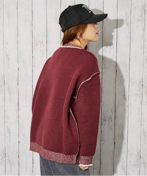 セール】《ロゴサガラ×バイカラーデザイン》レディース ニットプル