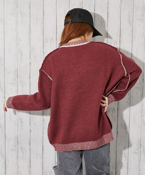 セール】《ロゴサガラ×バイカラーデザイン》レディース ニットプル