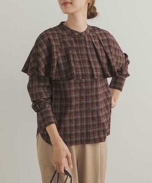 セール】チェックケープフリルブラウス（シャツ/ブラウス）｜URBAN