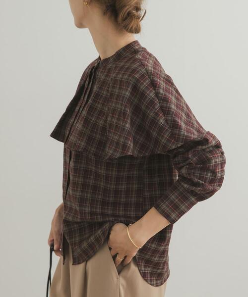 URBAN RESEARCH DOORS（アーバンリサーチドアーズ）の「チェックケープフリルブラウス（シャツ/ブラウス・レディース・ブラック/ブラウン・MEDIUM）」の7枚目の写真
