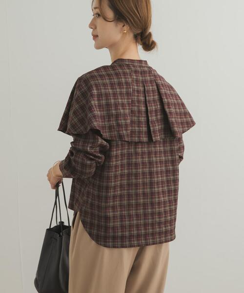 URBAN RESEARCH DOORS（アーバンリサーチドアーズ）の「チェックケープフリルブラウス（シャツ/ブラウス・レディース・ブラック/ブラウン・MEDIUM）」の8枚目の写真