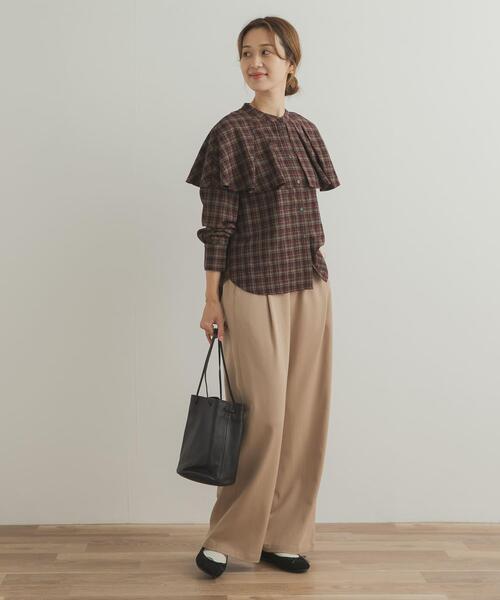 URBAN RESEARCH DOORS（アーバンリサーチドアーズ）の「チェックケープフリルブラウス（シャツ/ブラウス・レディース・ブラック/ブラウン・MEDIUM）」の9枚目の写真