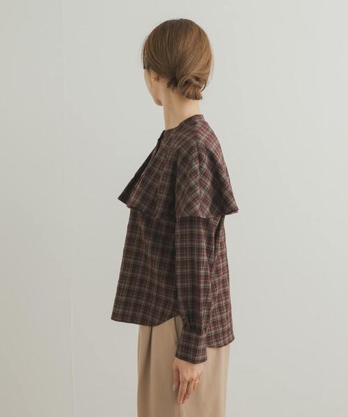 URBAN RESEARCH DOORS（アーバンリサーチドアーズ）の「チェックケープフリルブラウス（シャツ/ブラウス・レディース・ブラック/ブラウン・MEDIUM）」の11枚目の写真