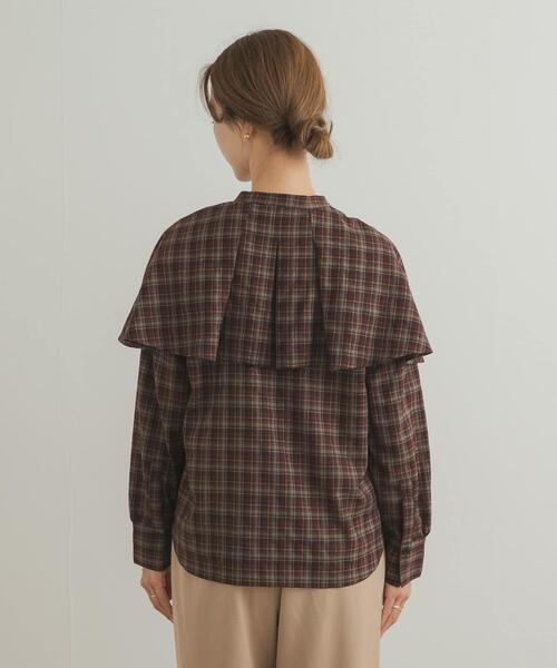 URBAN RESEARCH DOORS（アーバンリサーチドアーズ）の「チェックケープフリルブラウス（シャツ/ブラウス・レディース・ブラック/ブラウン・MEDIUM）」の12枚目の写真