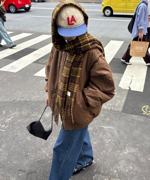 CIAOPANIC TYPY(チャオパニックティピー)の「【UNISEX】チェック柄フリンジマフラー(マフラー・レディース・ブルー/イエロー/オレンジ/ミント・ONE SIZE)」の8枚目の写真