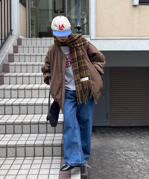 CIAOPANIC TYPY(チャオパニックティピー)の「【UNISEX】チェック柄フリンジマフラー(マフラー・レディース・ブルー/イエロー/オレンジ/ミント・ONE SIZE)」の9枚目の写真
