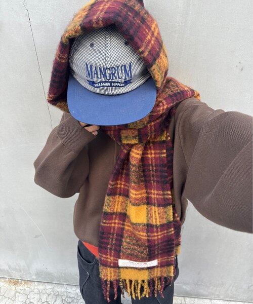 CIAOPANIC TYPY(チャオパニックティピー)の「【UNISEX】チェック柄フリンジマフラー(マフラー・レディース・ブルー/イエロー/オレンジ/ミント・ONE SIZE)」の15枚目の写真
