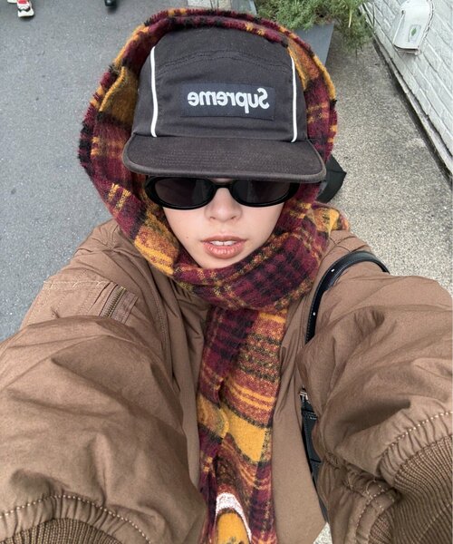 CIAOPANIC TYPY(チャオパニックティピー)の「【UNISEX】チェック柄フリンジマフラー(マフラー・レディース・ブルー/イエロー/オレンジ/ミント・ONE SIZE)」の19枚目の写真