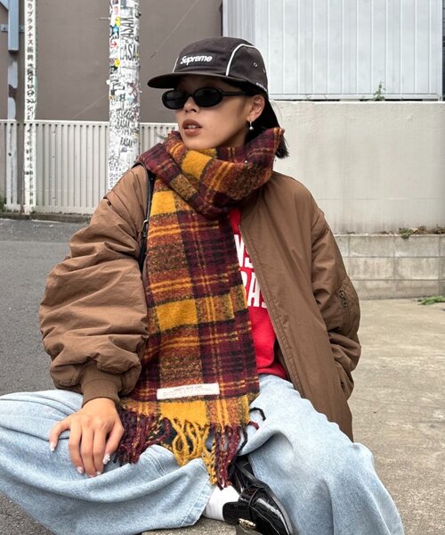 CIAOPANIC TYPY(チャオパニックティピー)の「【UNISEX】チェック柄フリンジマフラー(マフラー・レディース・ブルー/イエロー/オレンジ/ミント・ONE SIZE)」の20枚目の写真