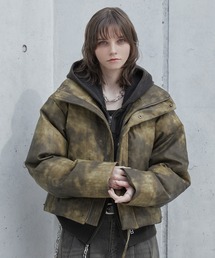 Spielio（シュピーリオ）の「【Spielio】Vintage like high neck padded jacket / ヴィンテージライク合皮ハイネック中綿ジャケット（ダウンジャケット/コート）」