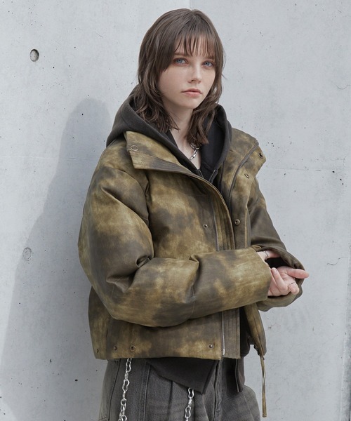 Spielio(シュピーリオ)の「【Spielio】Vintage like high neck padded jacket / ヴィンテージライク合皮ハイネック中綿ジャケット(ダウンジャケット/コート・メンズ・ブラウン/ブラック・L/M/S)」の12枚目の写真