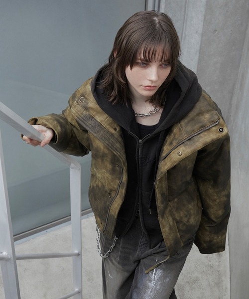 Spielio(シュピーリオ)の「【Spielio】Vintage like high neck padded jacket / ヴィンテージライク合皮ハイネック中綿ジャケット(ダウンジャケット/コート・メンズ・ブラウン/ブラック・L/M/S)」の14枚目の写真