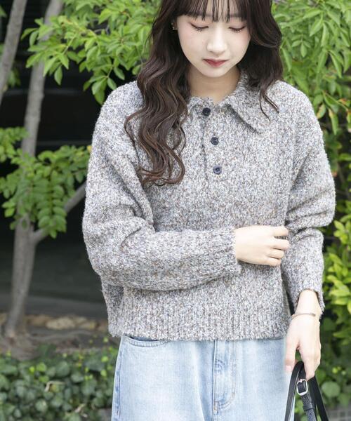 ITEMS URBANRESEARCH（アイテムズ アーバンリサーチ）の「ネップミックスポロニット（ニット/セーター・レディース・グレー/ピンク/ブラウン・FREE）」の5枚目の写真