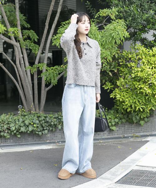 ITEMS URBANRESEARCH（アイテムズ アーバンリサーチ）の「ネップミックスポロニット（ニット/セーター・レディース・グレー/ピンク/ブラウン・FREE）」の7枚目の写真