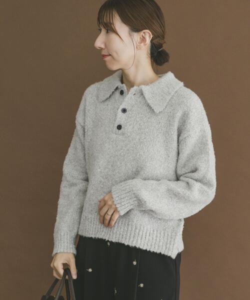 ITEMS URBANRESEARCH（アイテムズ アーバンリサーチ）の「ネップミックスポロニット（ニット/セーター・レディース・グレー/ピンク/ブラウン・FREE）」の13枚目の写真