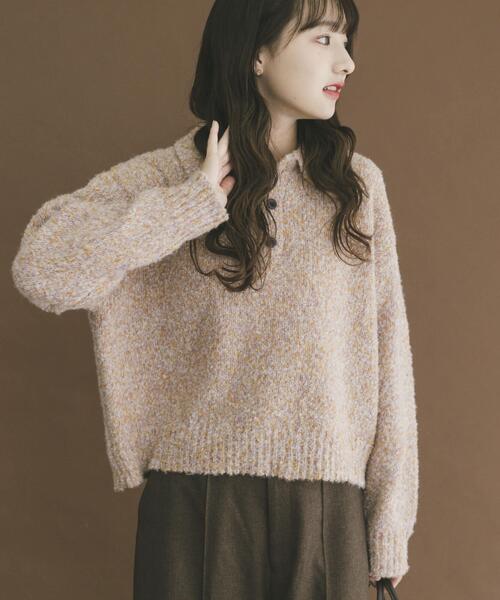 ITEMS URBANRESEARCH（アイテムズ アーバンリサーチ）の「ネップミックスポロニット（ニット/セーター・レディース・グレー/ピンク/ブラウン・FREE）」の20枚目の写真